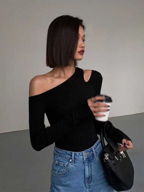 Off-shoulder Long Sleeve Top