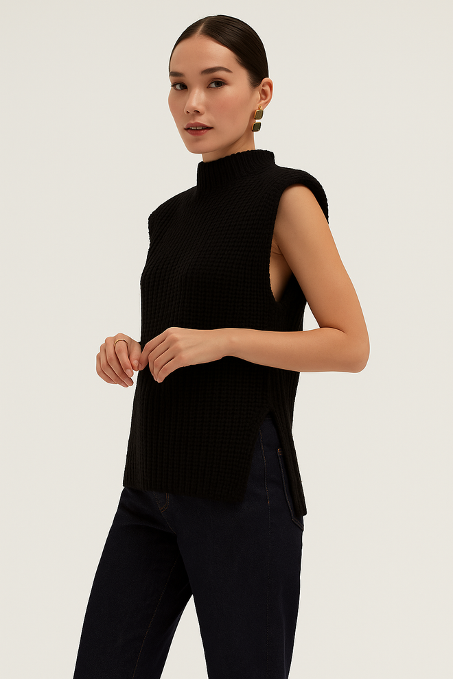 Nora Knit Padded Shoulder Sleeveless Top