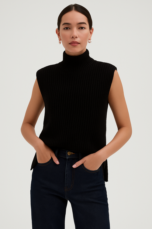 Nora Knit Padded Shoulder Sleeveless Top