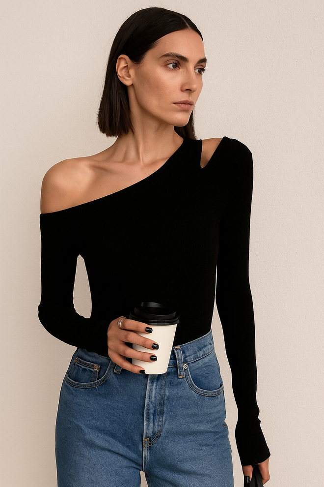 Off-shoulder Long Sleeve Top