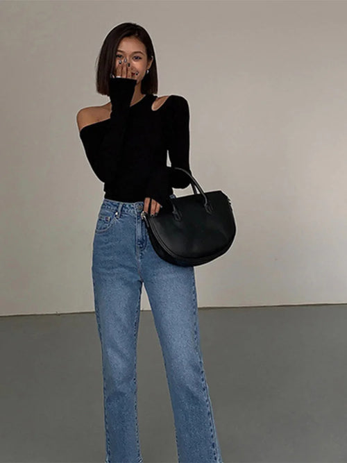Off-shoulder Long Sleeve Top