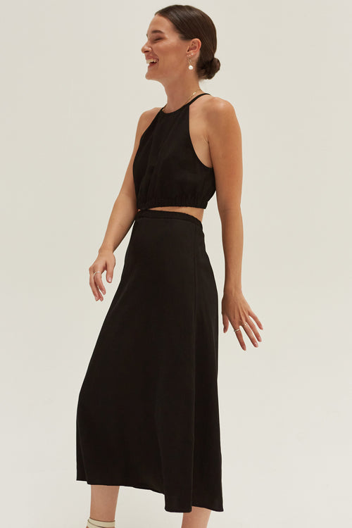 Rooftop Celery | Montana Halter Neck Two Piece Midi Dress ROOFTOP CELERY Rooftop Celery | Montana Halter Neck Two Piece Midi Dress ROOFTOP CELERY