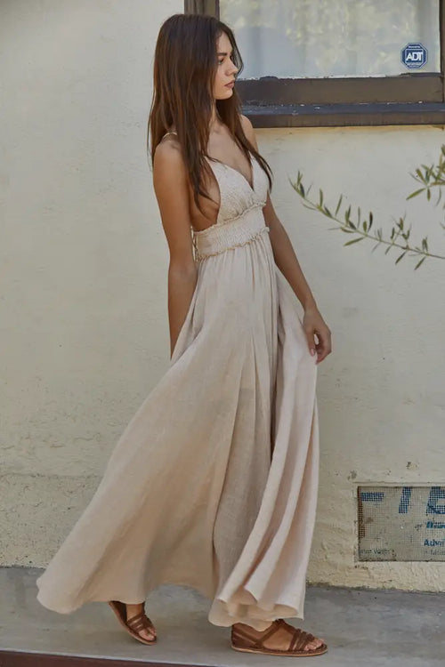 Cata Boho V-neck Strap Maxi Dress