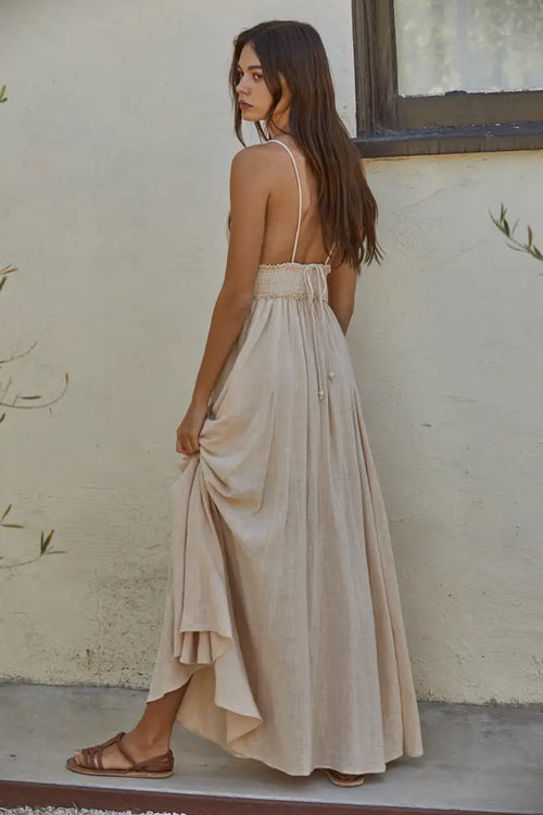 Cata Boho V-neck Strap Maxi Dress
