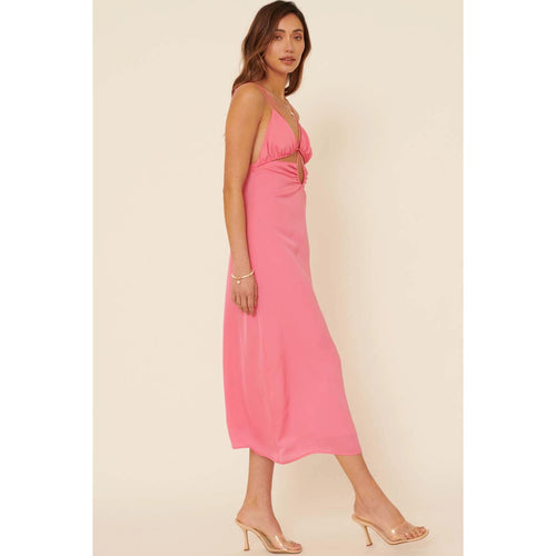 Hybrid Halter & Spaghetti Strap Cutout Midi Dress